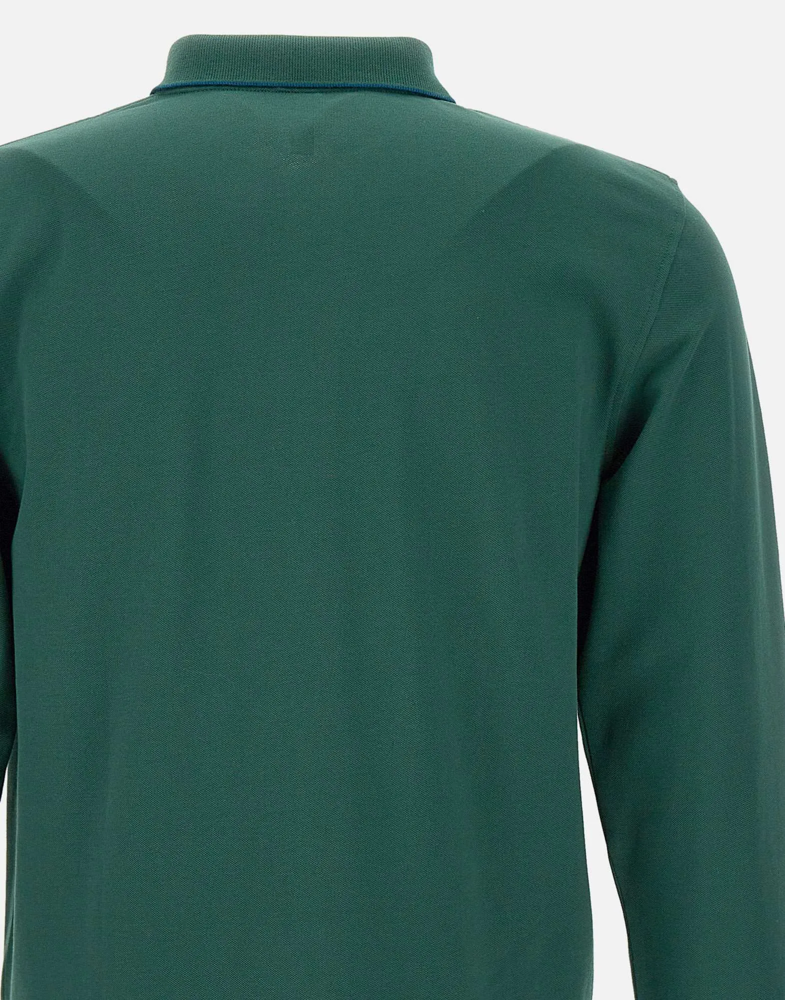 Green Long Sleeve Striped Polo Shirt