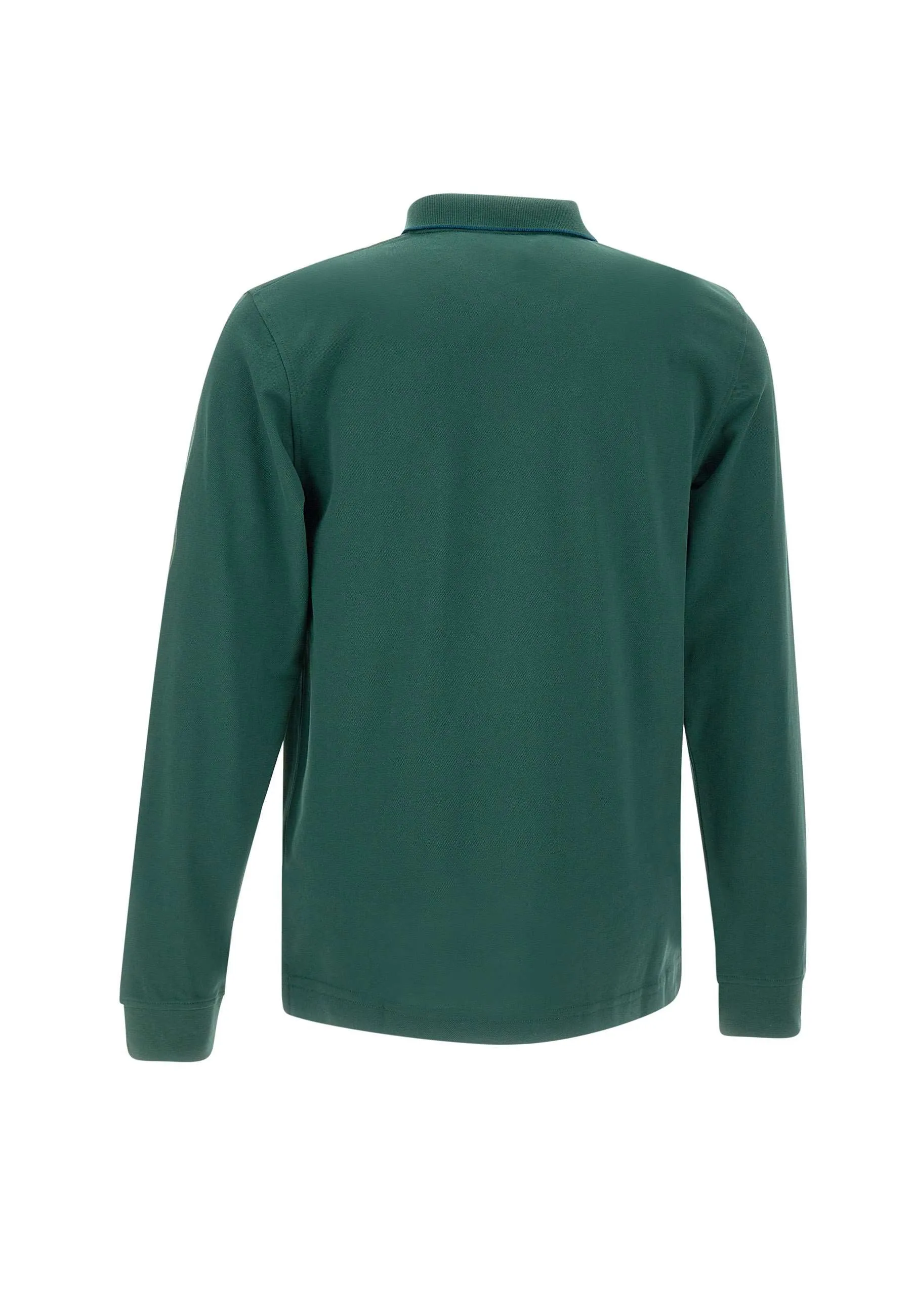 Green Long Sleeve Striped Polo Shirt