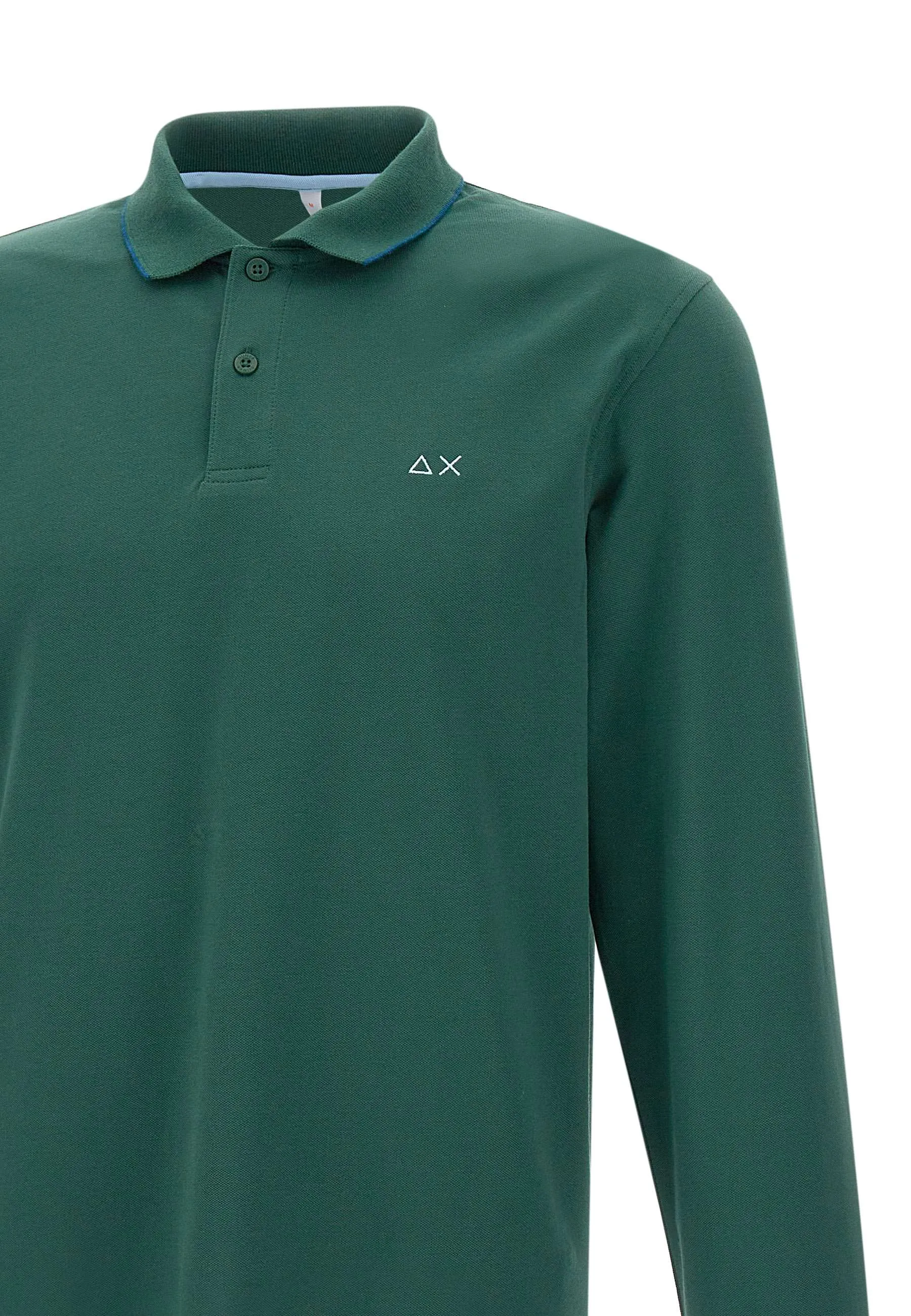 Green Long Sleeve Striped Polo Shirt