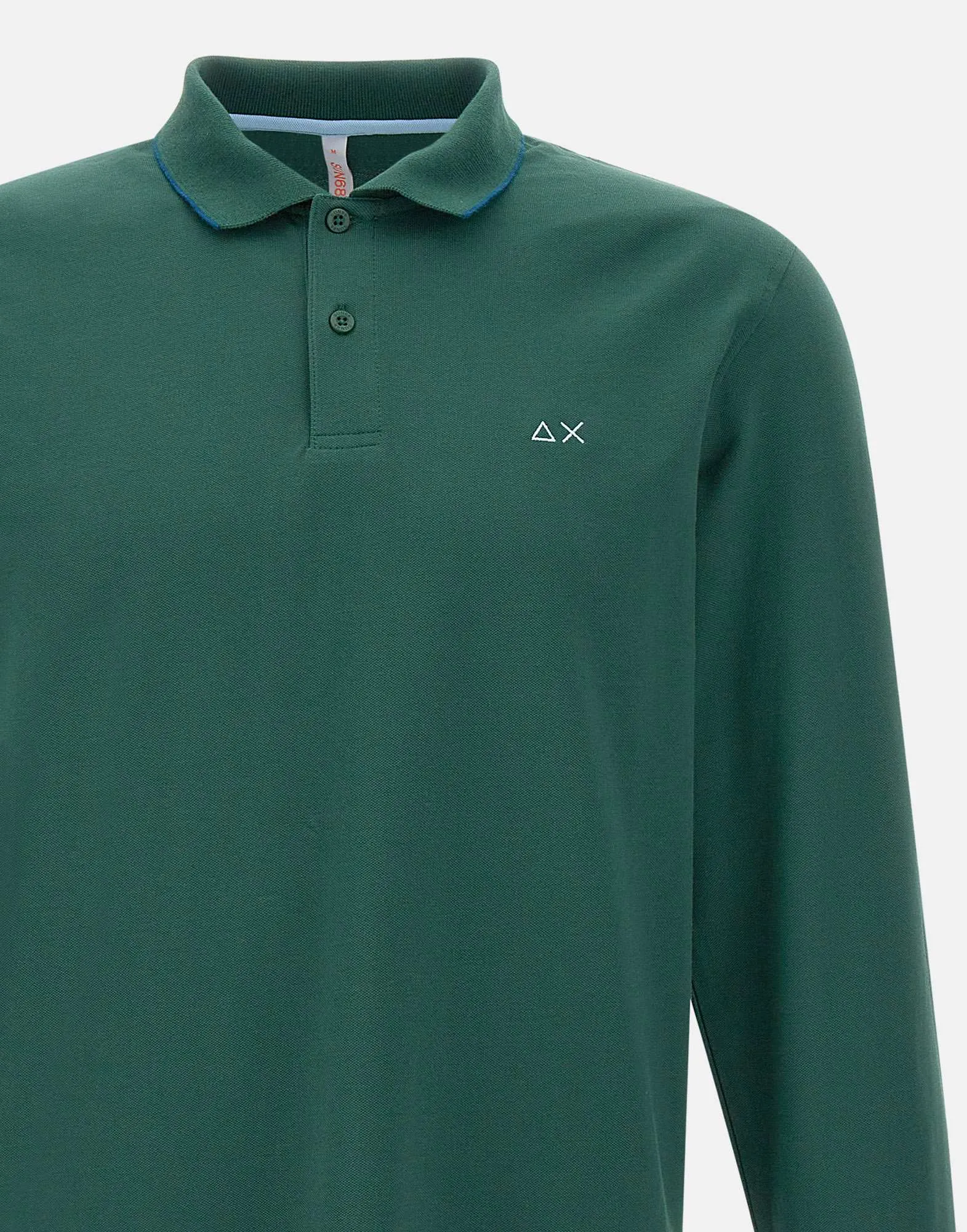 Green Long Sleeve Striped Polo Shirt