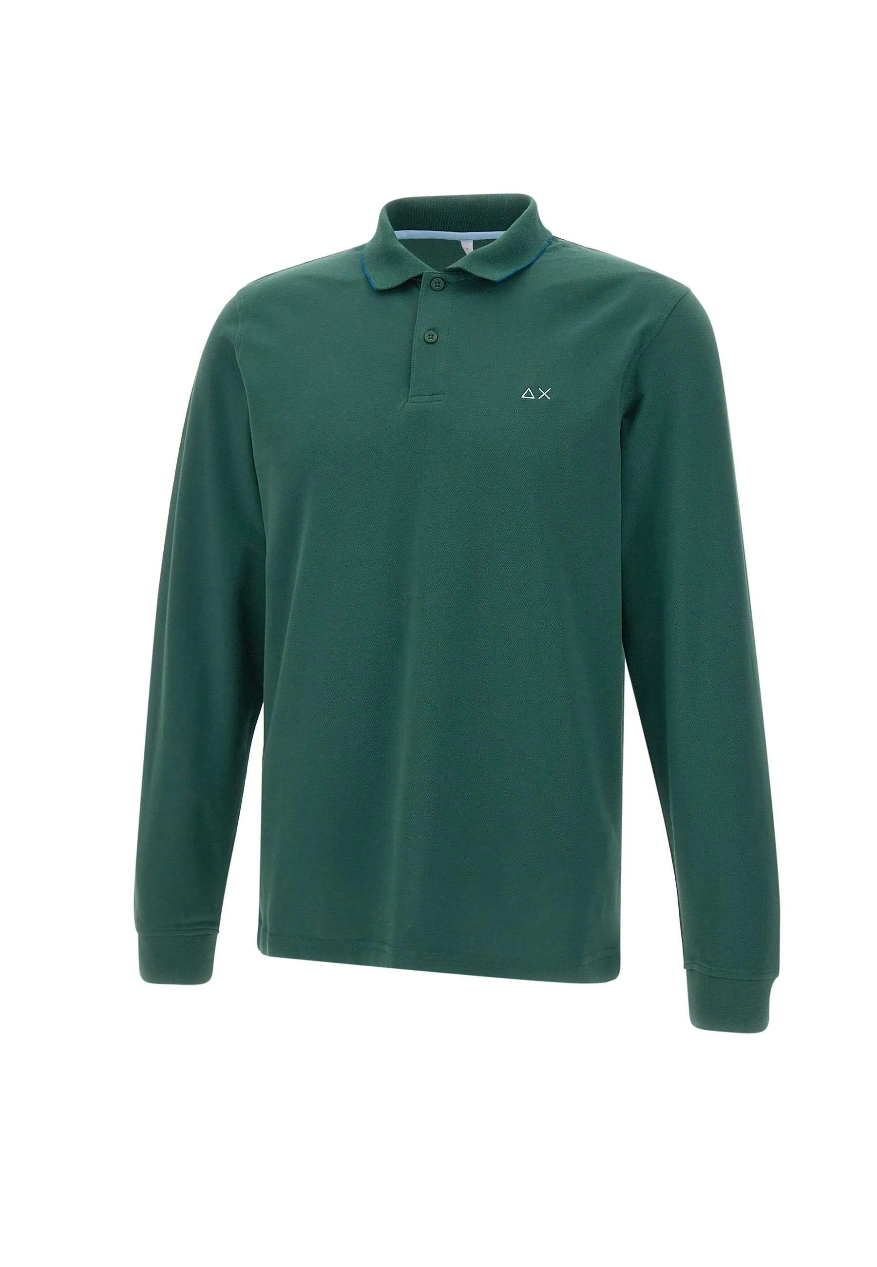 Green Long Sleeve Striped Polo Shirt