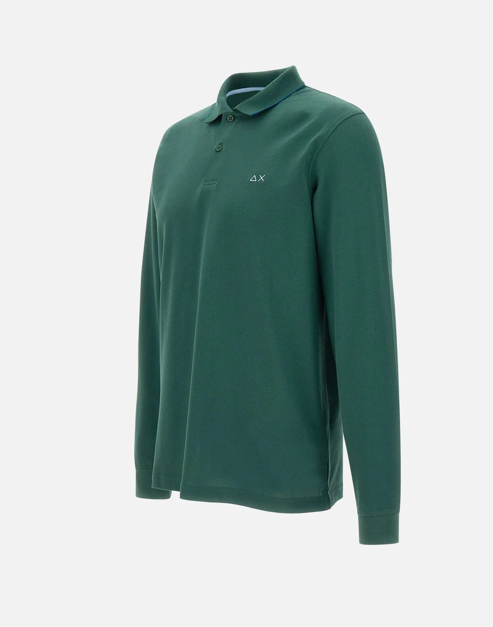 Green Long Sleeve Striped Polo Shirt