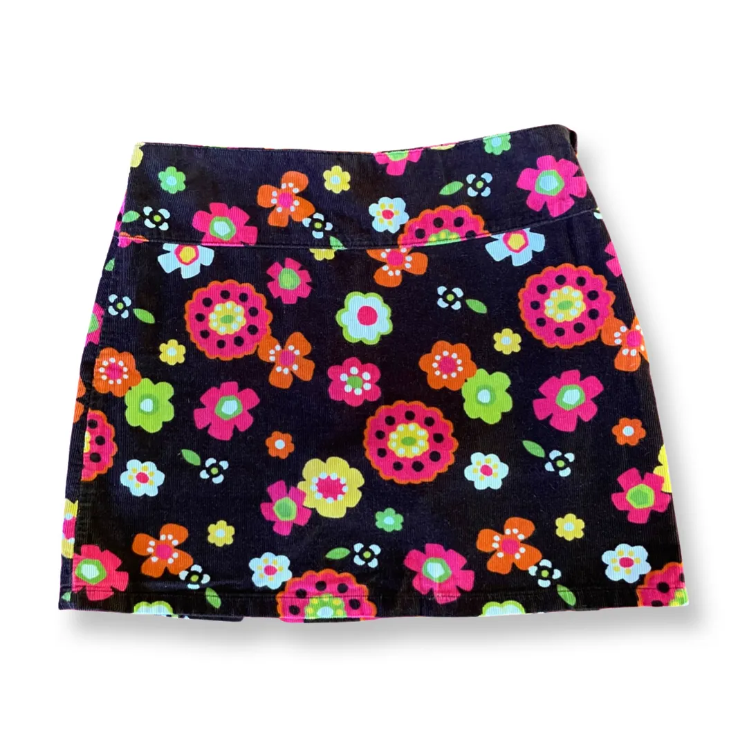 Gymboree Brown Corduroy Skirt w/ Flowers - 6 youth