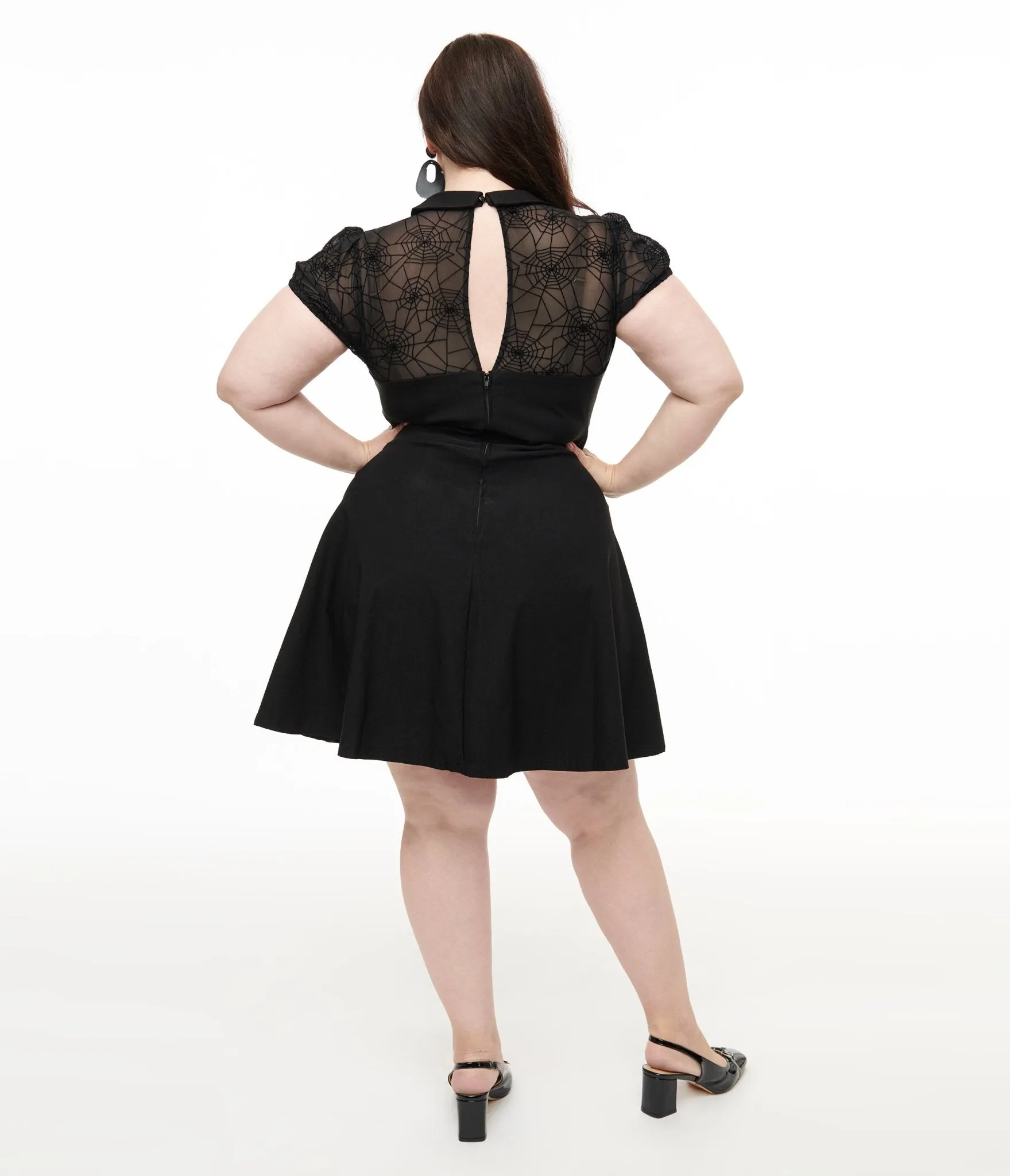 Hell Bunny Plus Size 1950s Black Spiderweb Viola Mini Dress