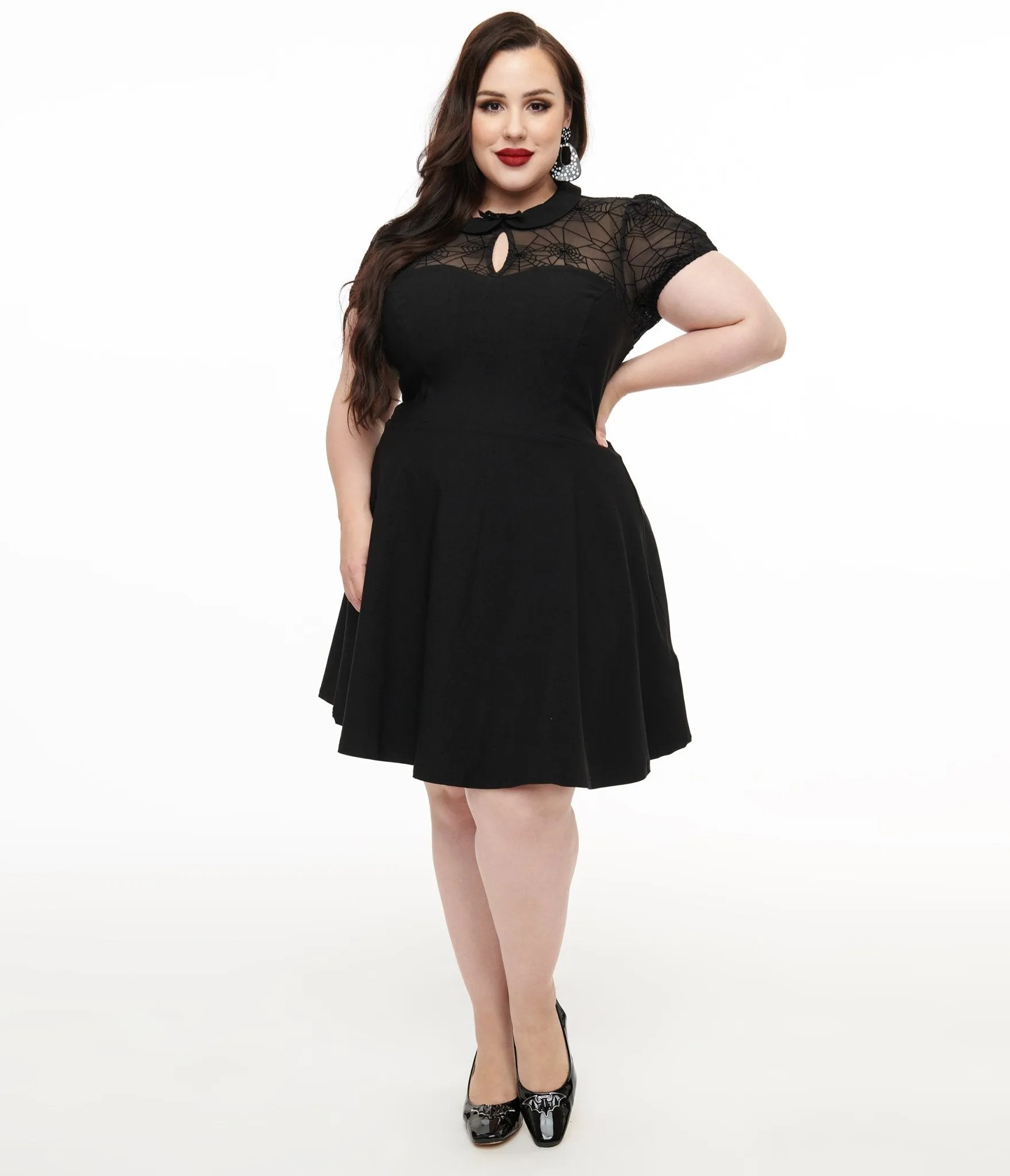 Hell Bunny Plus Size 1950s Black Spiderweb Viola Mini Dress