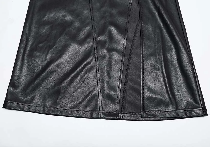 High Waisted Split | FAUX LEATHER SKIRT*