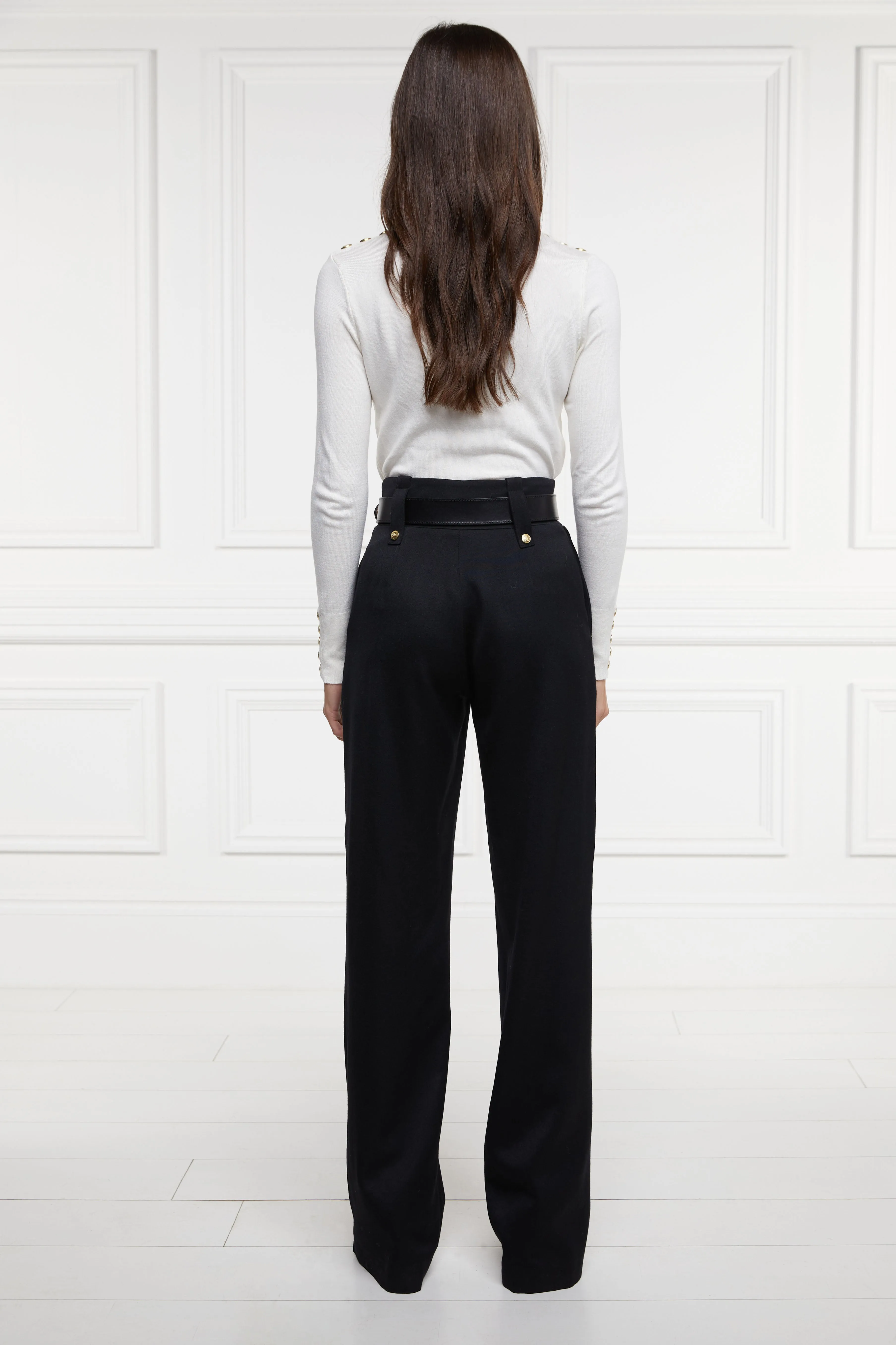 High Waisted Straight Trouser (Black Barathea)