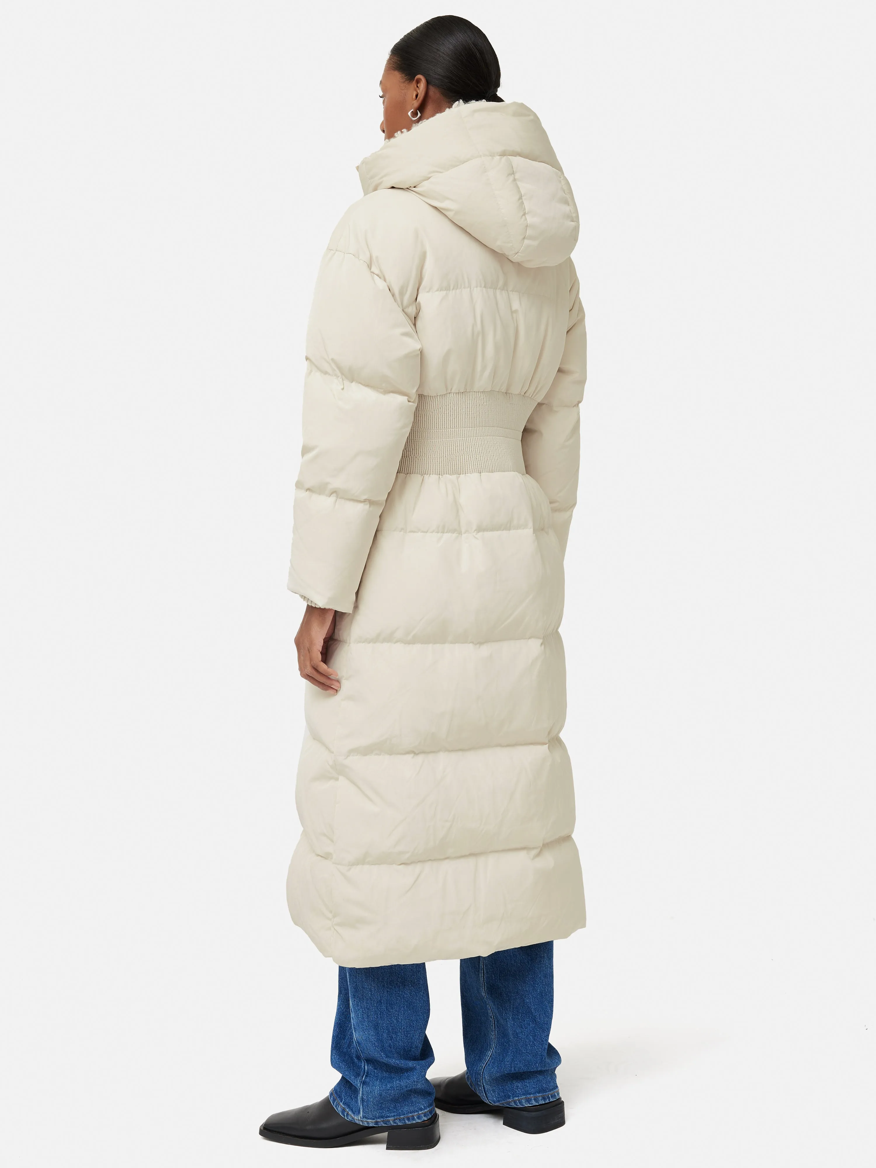 Hooded Down Maxi Puffer | Cream