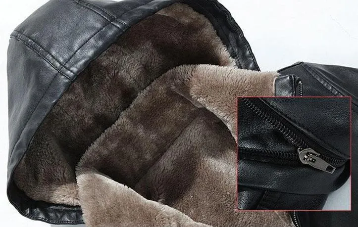 Hooded Fur Lined Leather Jacket