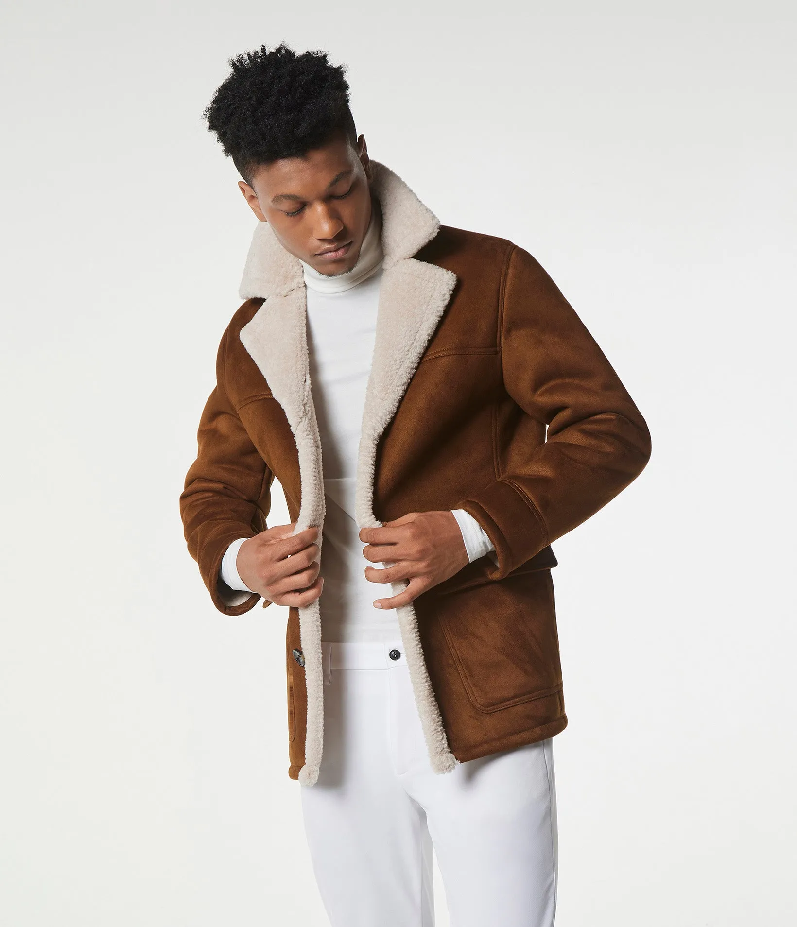 Jarvis Faux Suede Shearling Coat