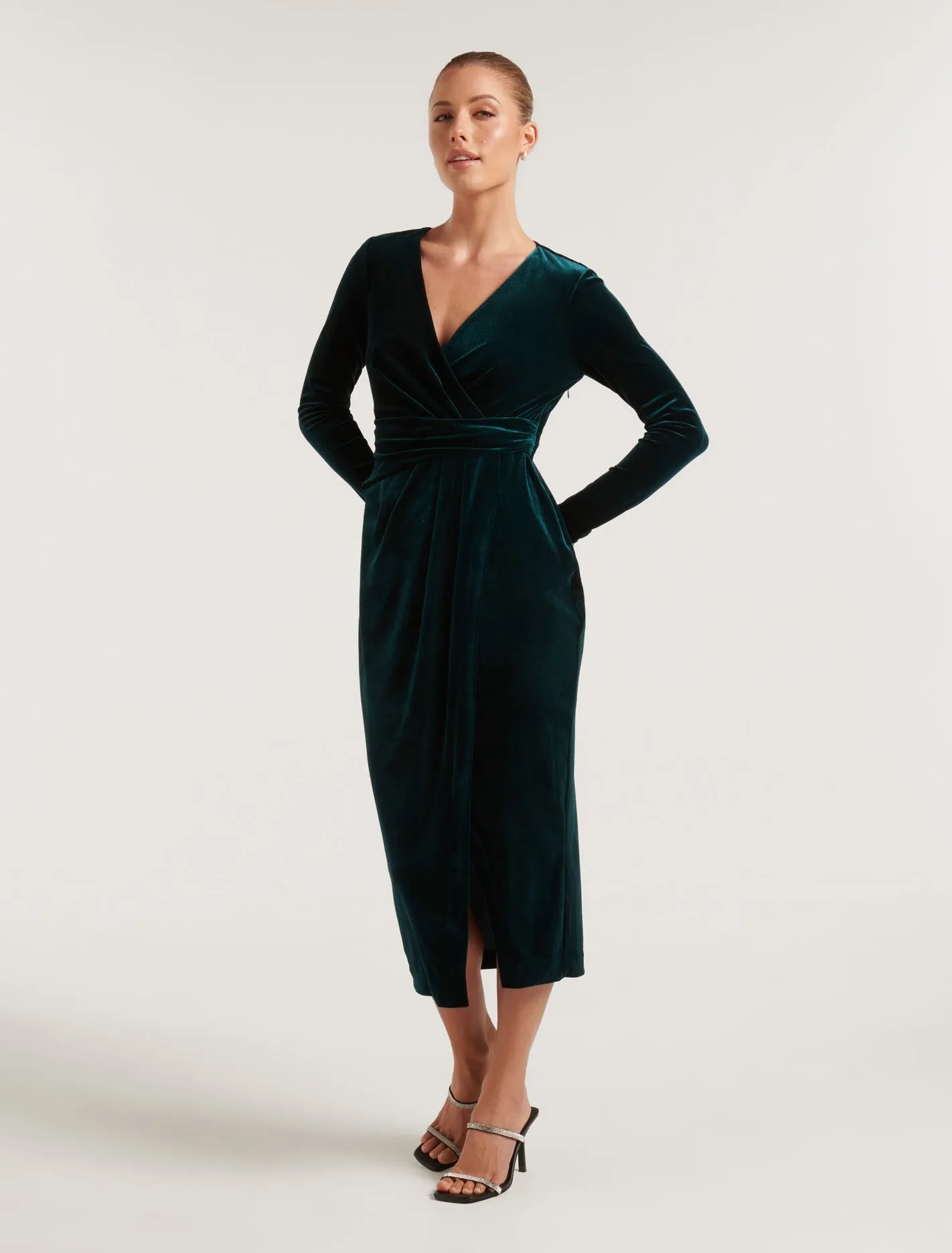 Julianne Petite Velvet Midi Dress