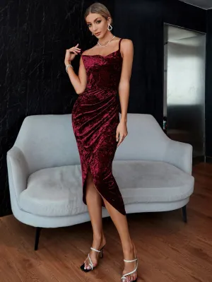 KittenAlarm - Velvet Wrap Cami Dress