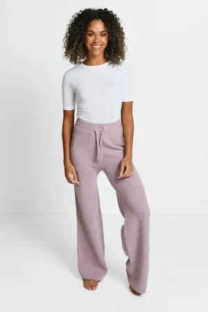 Knit Wide Leg Lounge Trousers - Pink