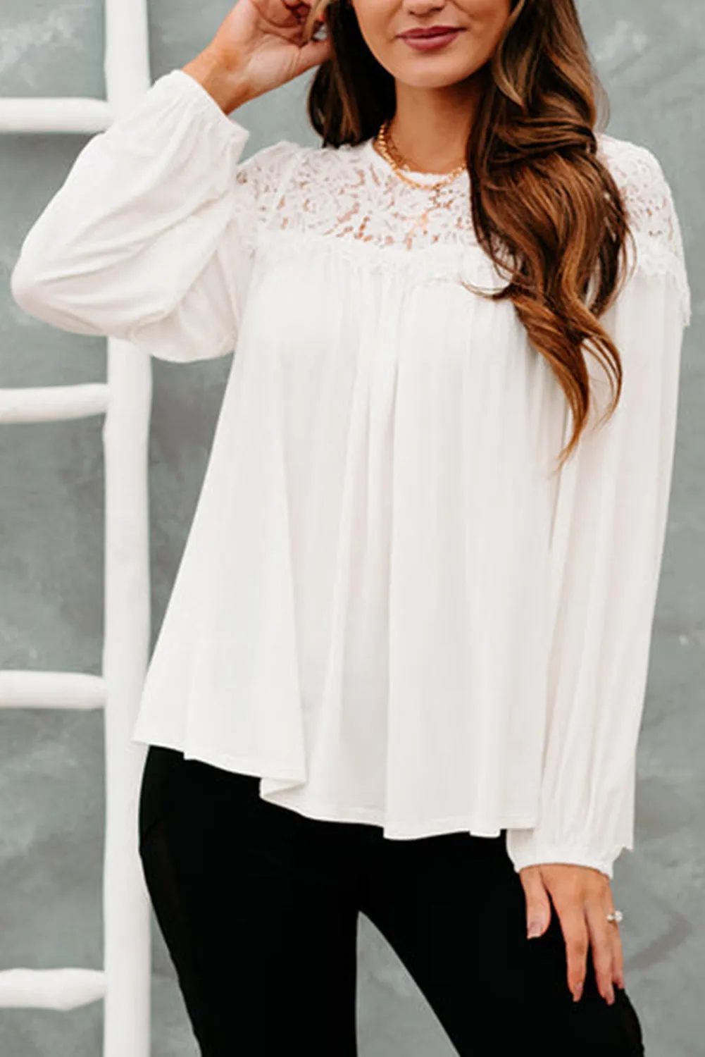 Lace Detail Long Sleeve Top