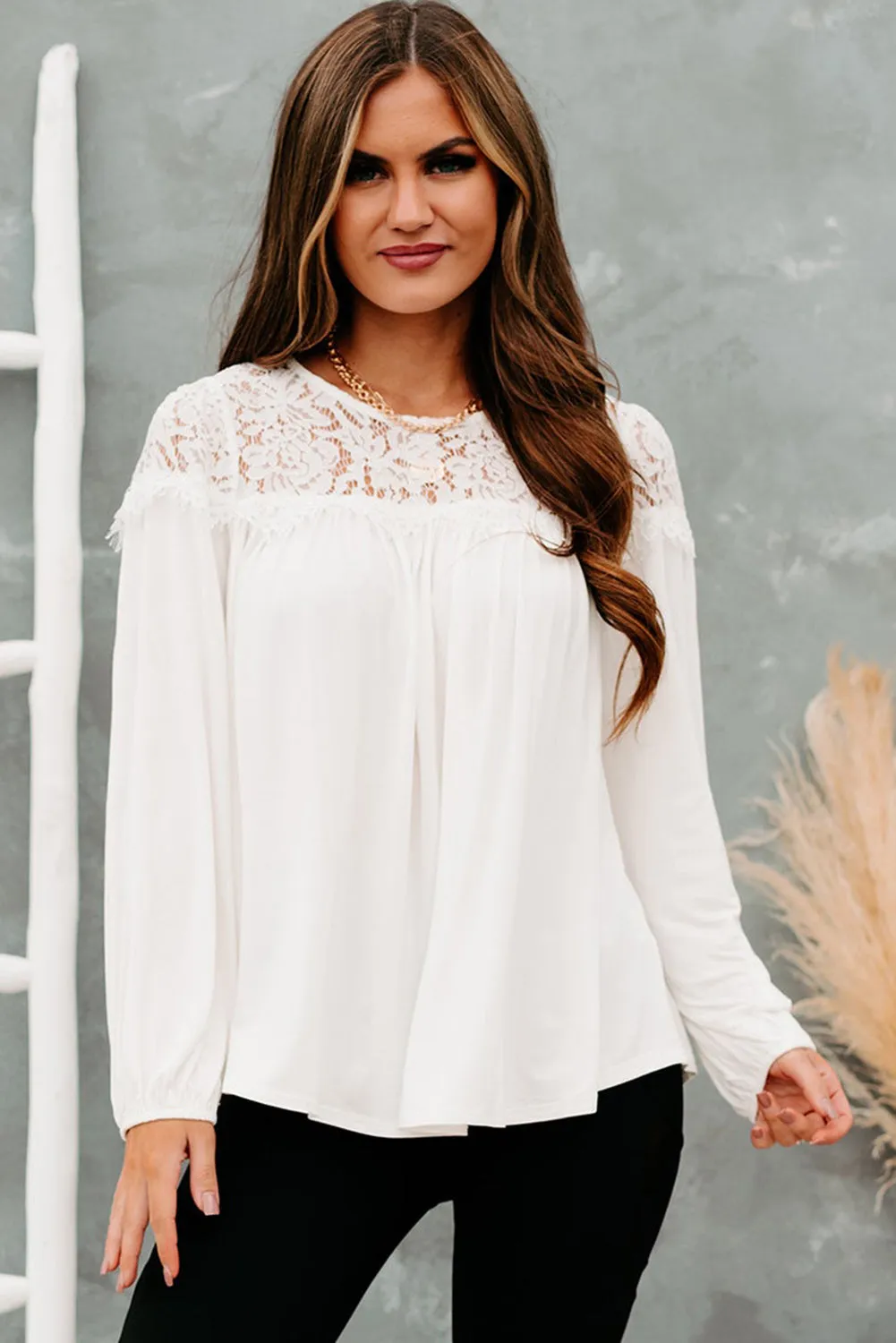 Lace Detail Long Sleeve Top