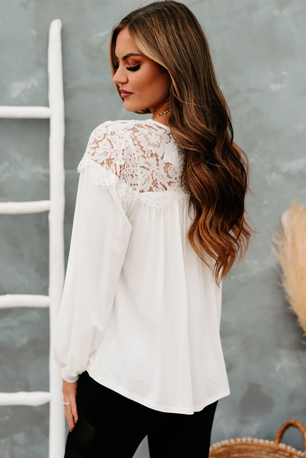 Lace Detail Long Sleeve Top