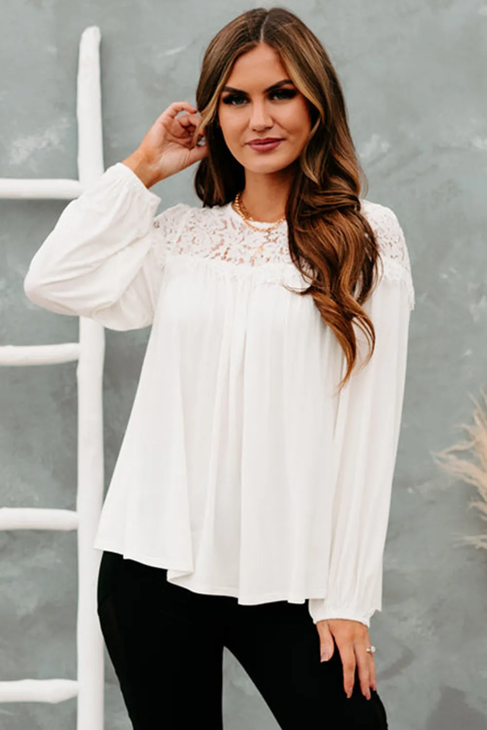 Lace Detail Long Sleeve Top