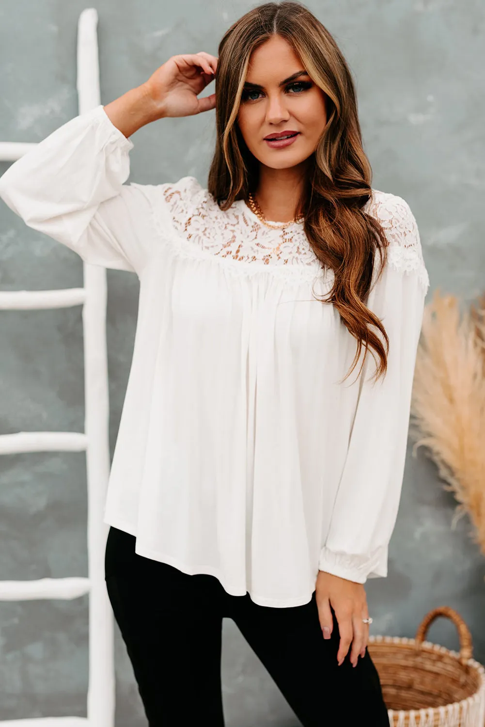 Lace Detail Long Sleeve Top