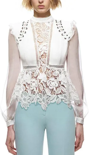 Lace Detail Top in White