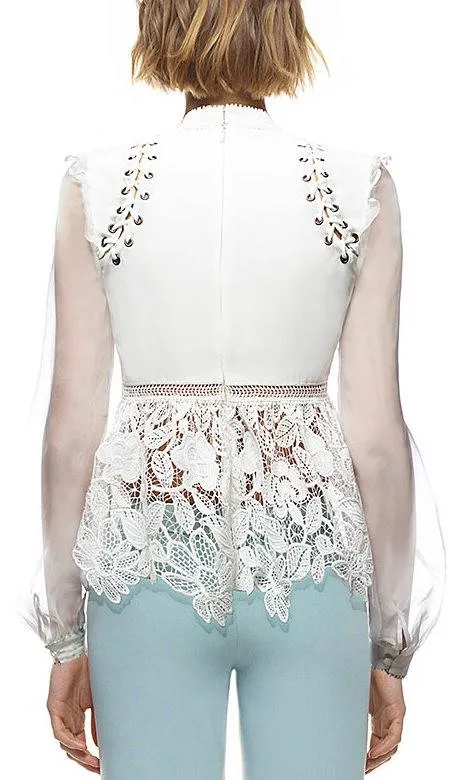 Lace Detail Top in White