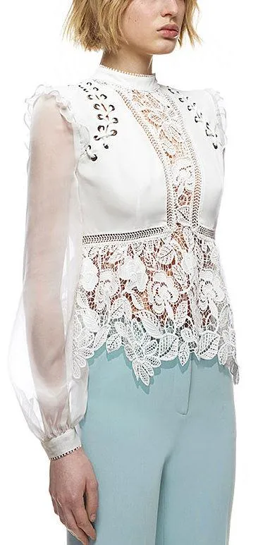 Lace Detail Top in White