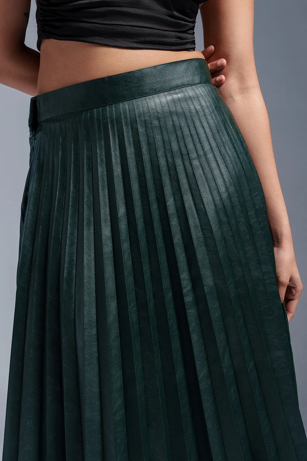 Lattino Green Leather Skirt