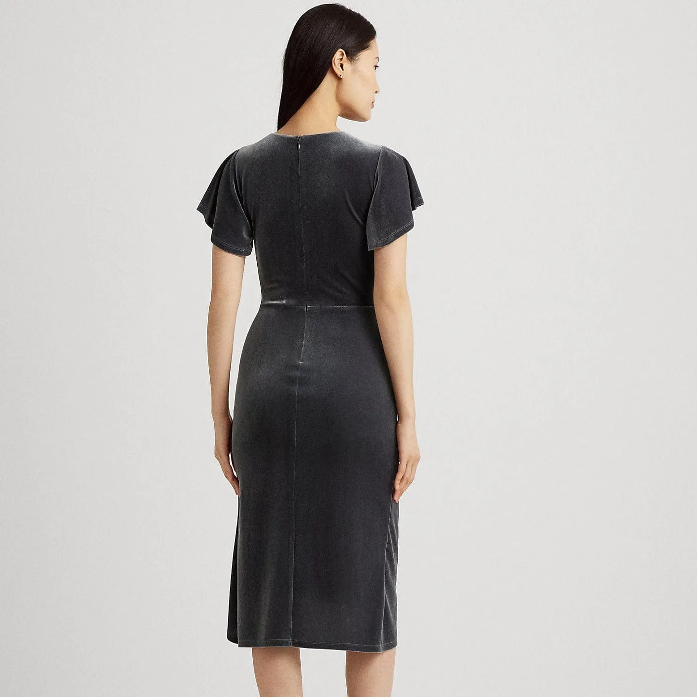 Lauren Ralph Lauren Velvet Flutter-Sleeve Cocktail Dress