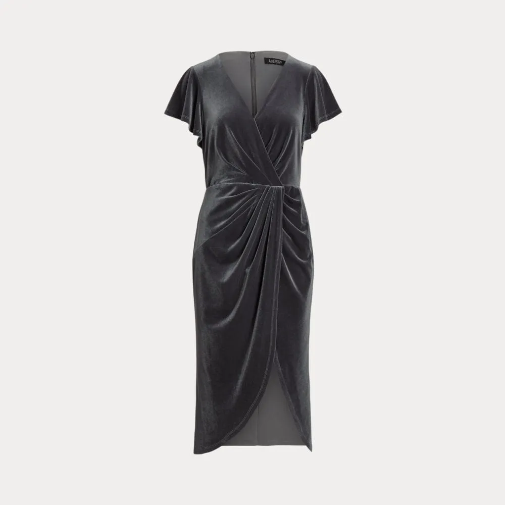 Lauren Ralph Lauren Velvet Flutter-Sleeve Cocktail Dress