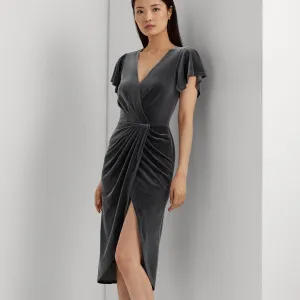 Lauren Ralph Lauren Velvet Flutter-Sleeve Cocktail Dress