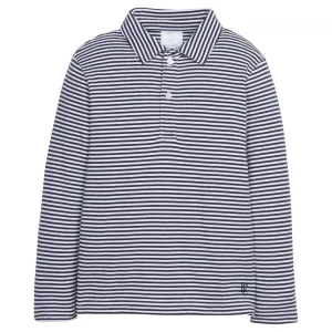 Long Sleeve Polo - Navy Stripe