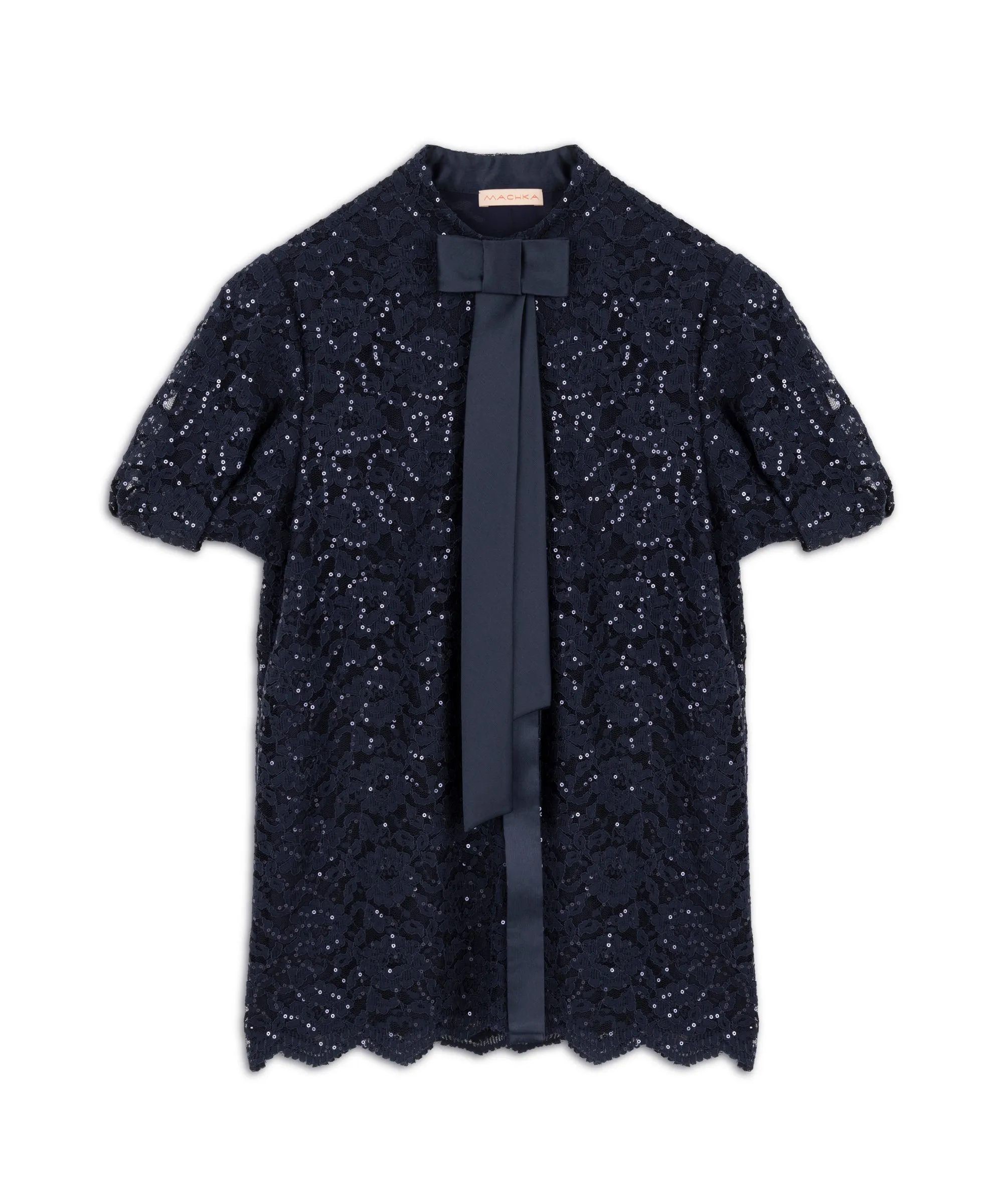 Machka Lace-Embroidered Blouse Navy Blue