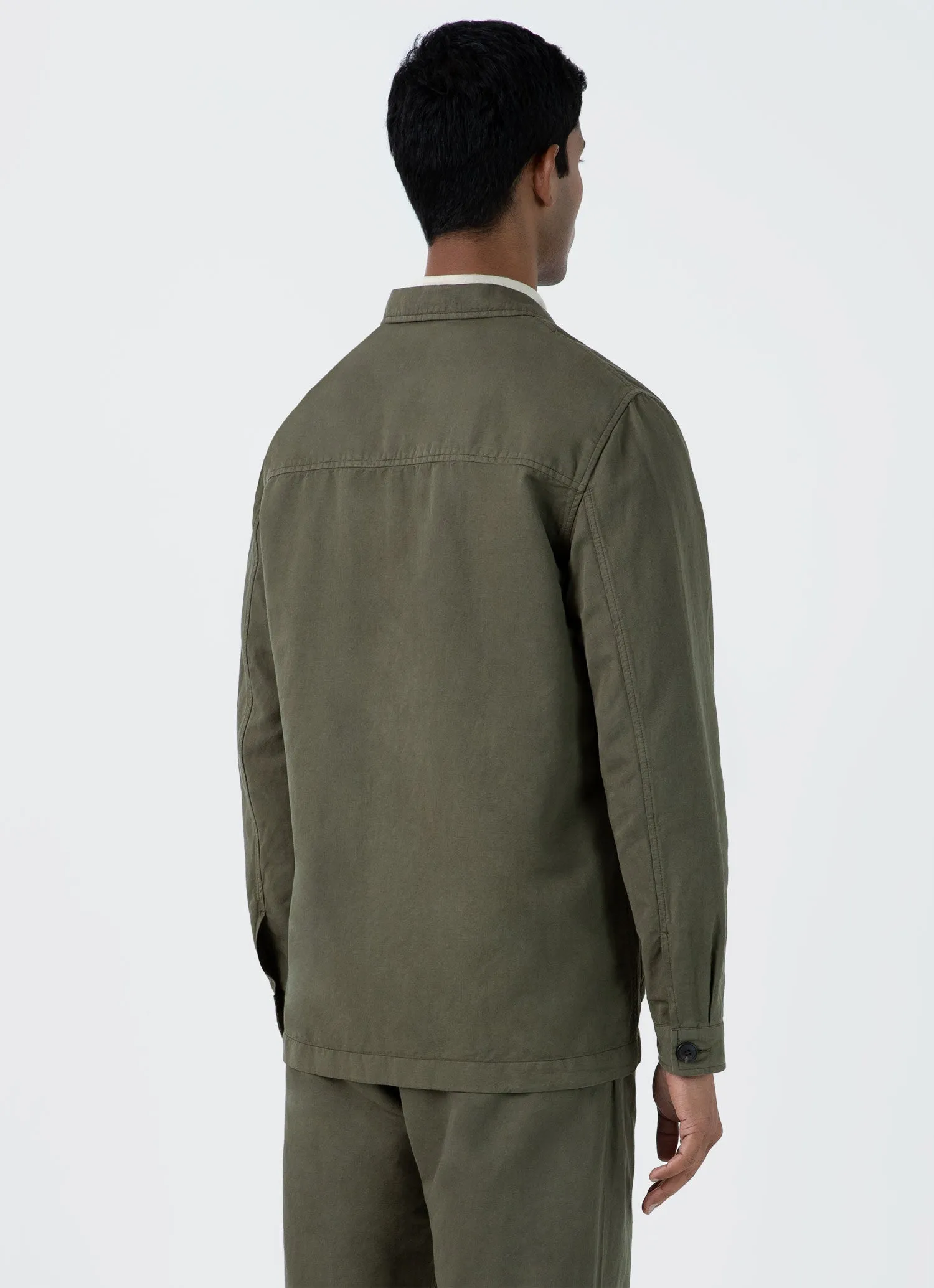 Men's Cotton Linen Twin Pocket Jacket in Khaki