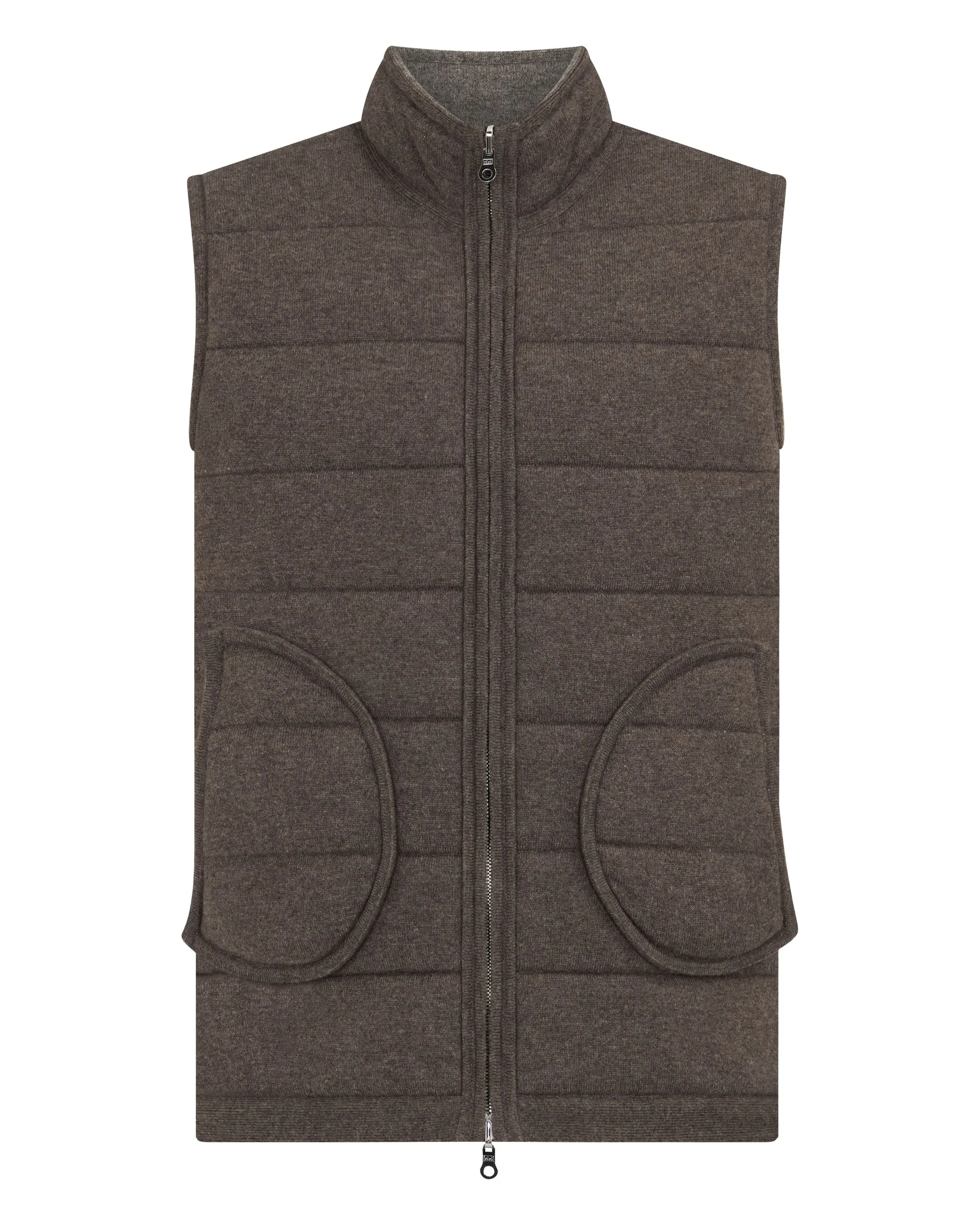 Men's Mall Cashmere Gilet Wood Smoke Brown