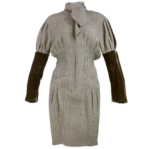 MUGLER 80s Black & White Houndstooth Dress