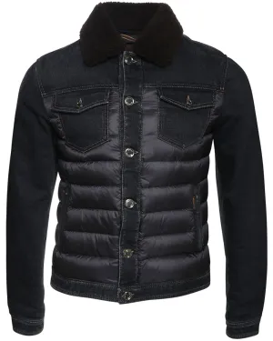 Nero Fur Collar Denim Puffer Jacket