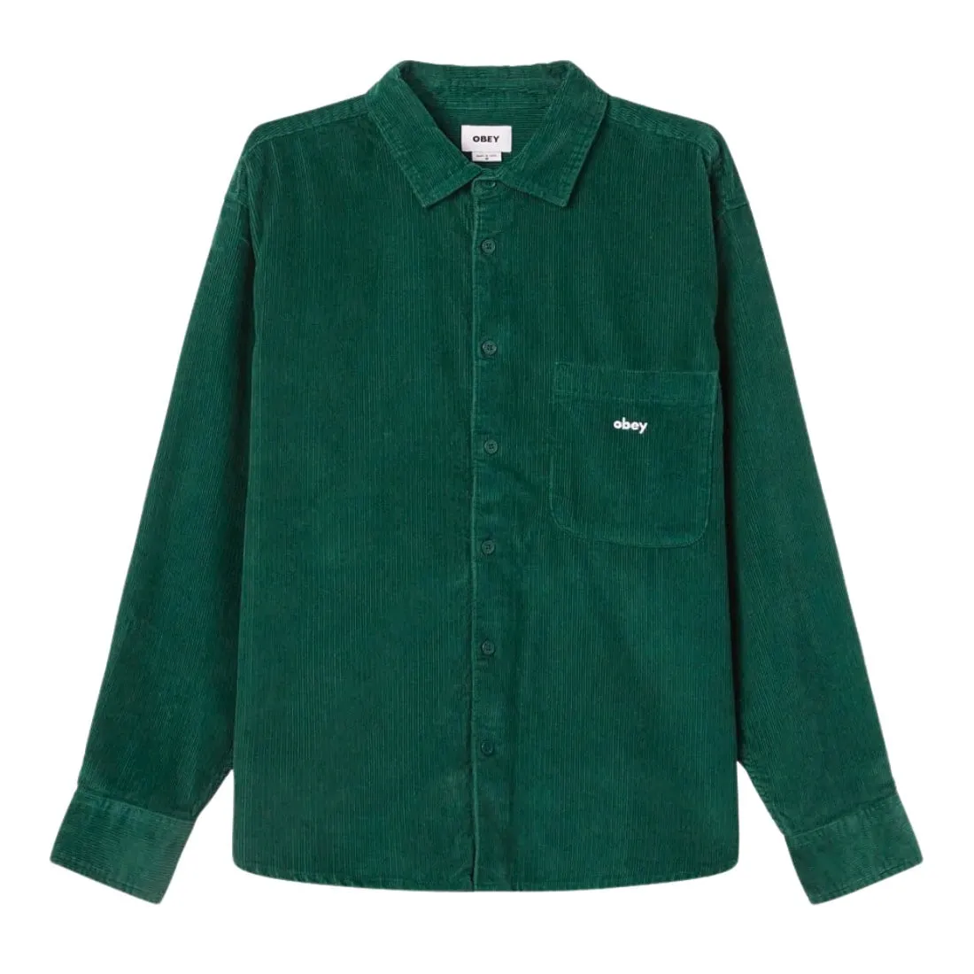 Obey Bigwig Cord Woven Shirt - Rain Forest