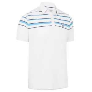 Original Penguin Mens Slub Color Block Striped Stretch Golf Polo Shirt - BRIGHT WHITE