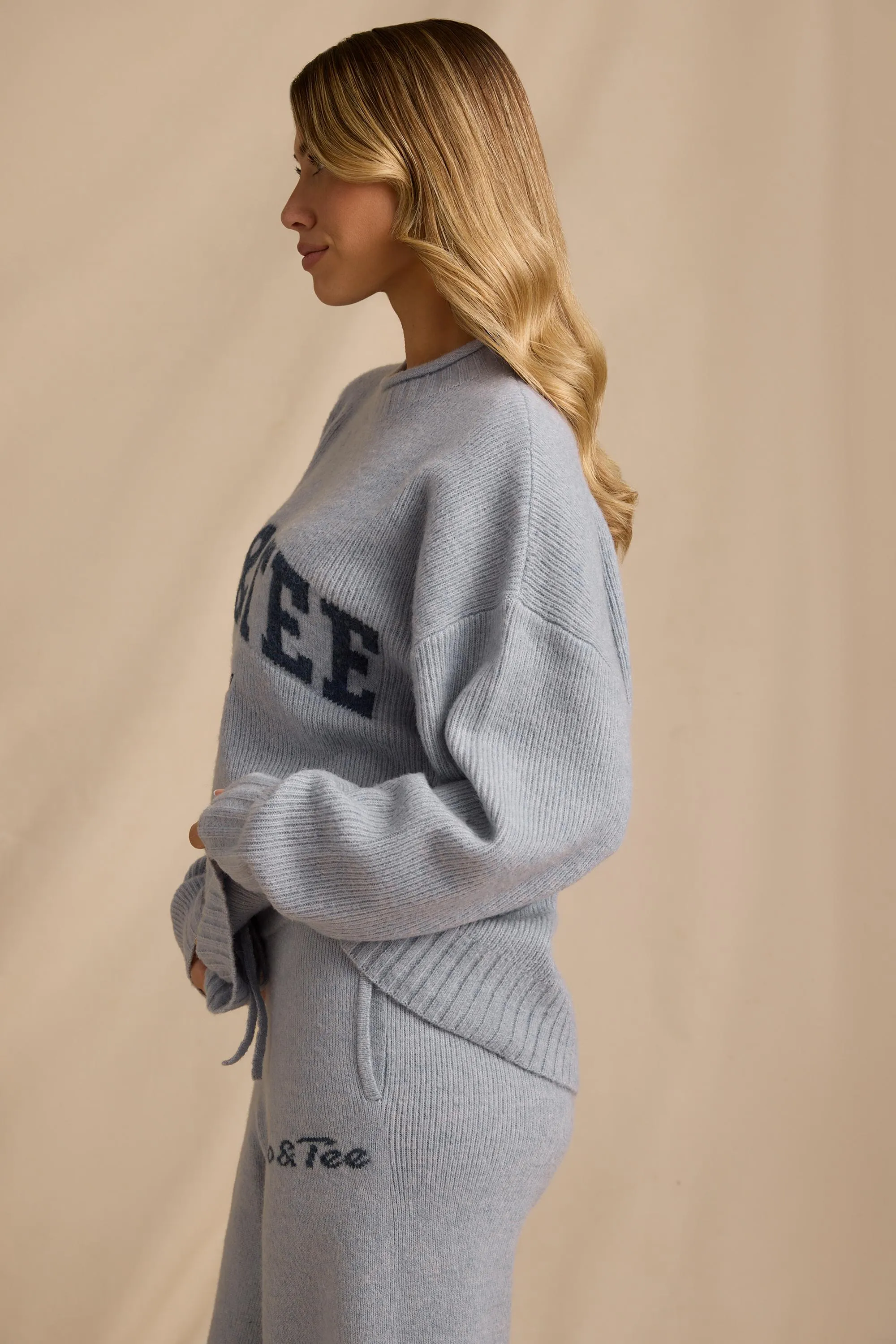 Oversized Knit Jumper in Soft Blue