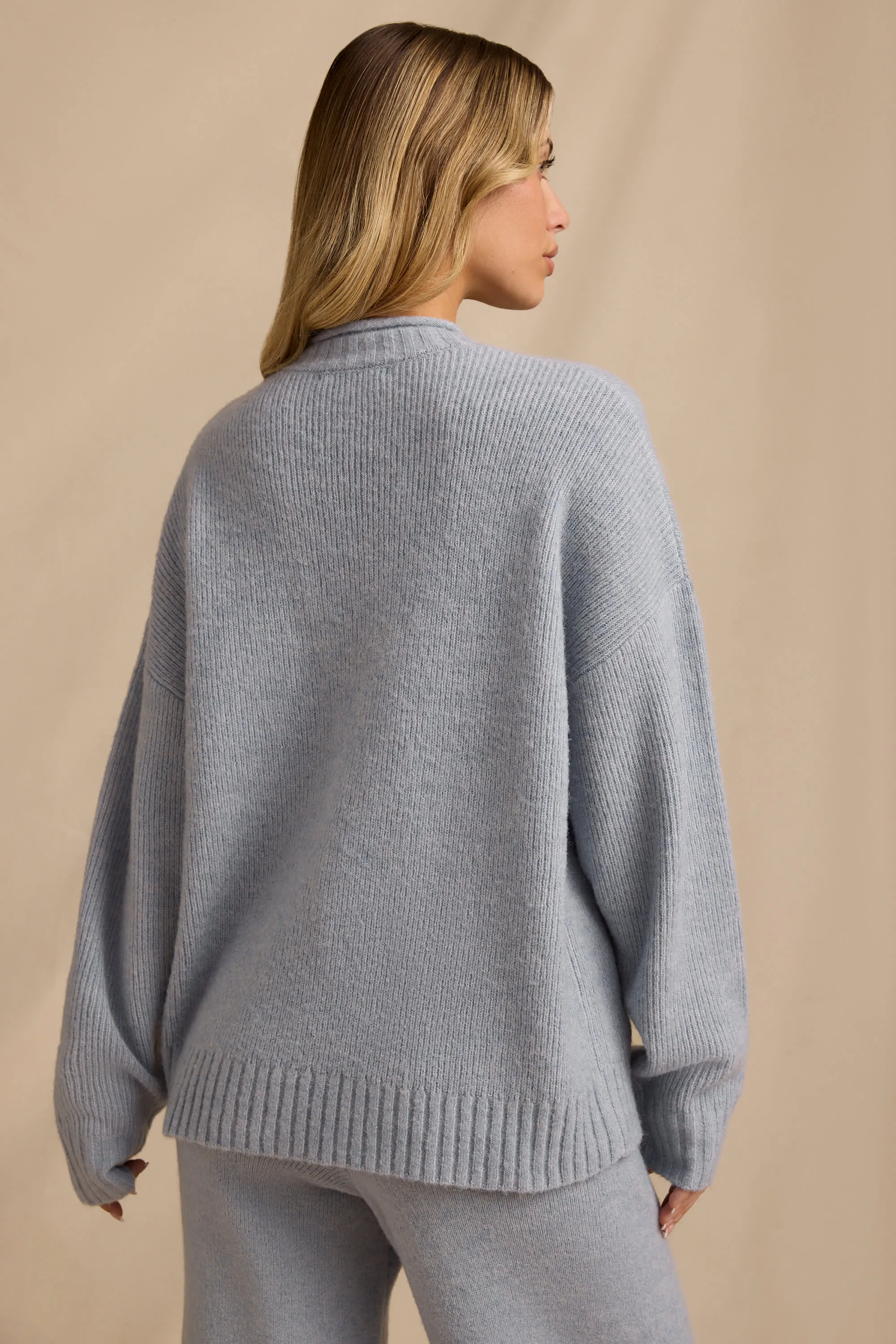 Oversized Knit Jumper in Soft Blue