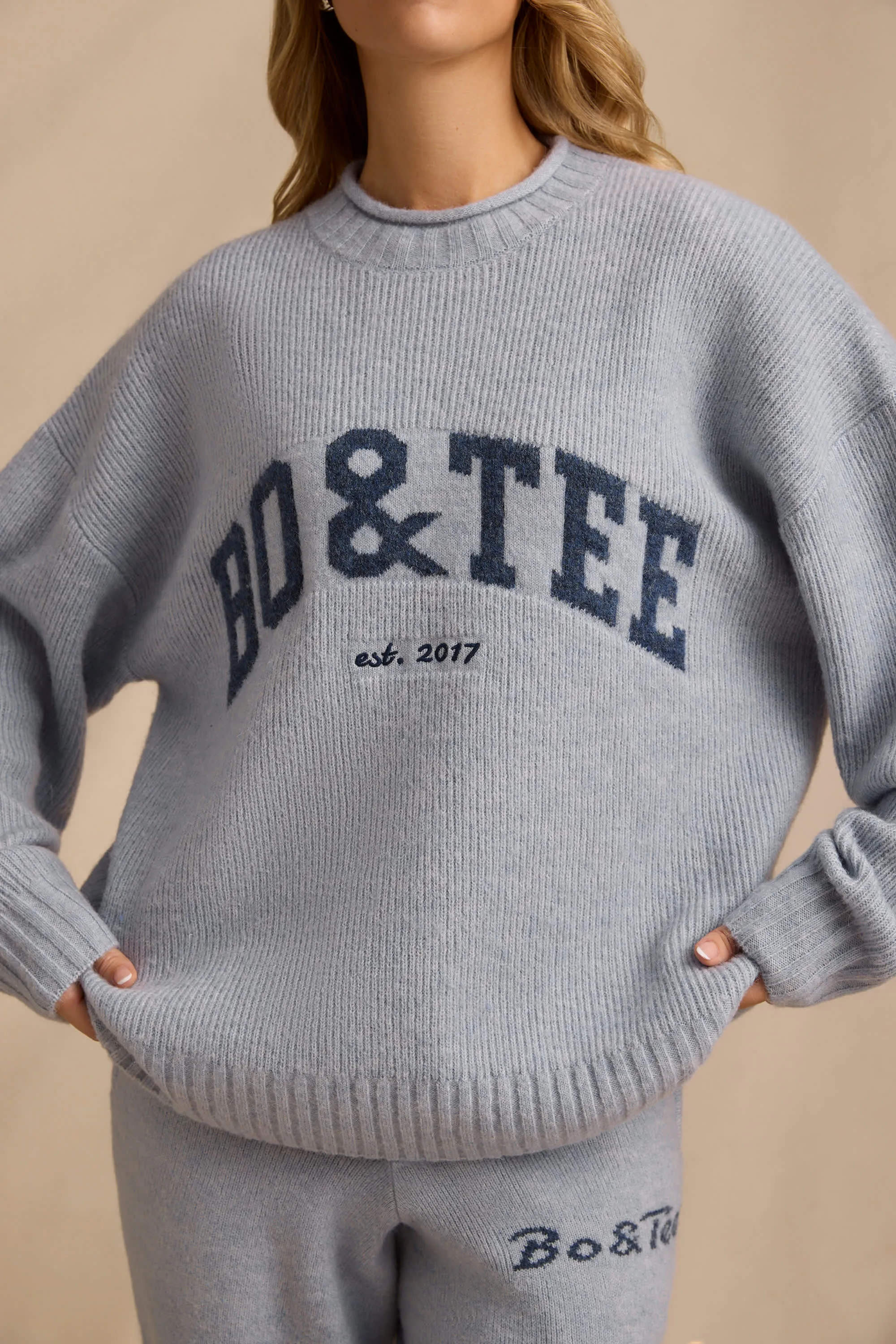 Oversized Knit Jumper in Soft Blue