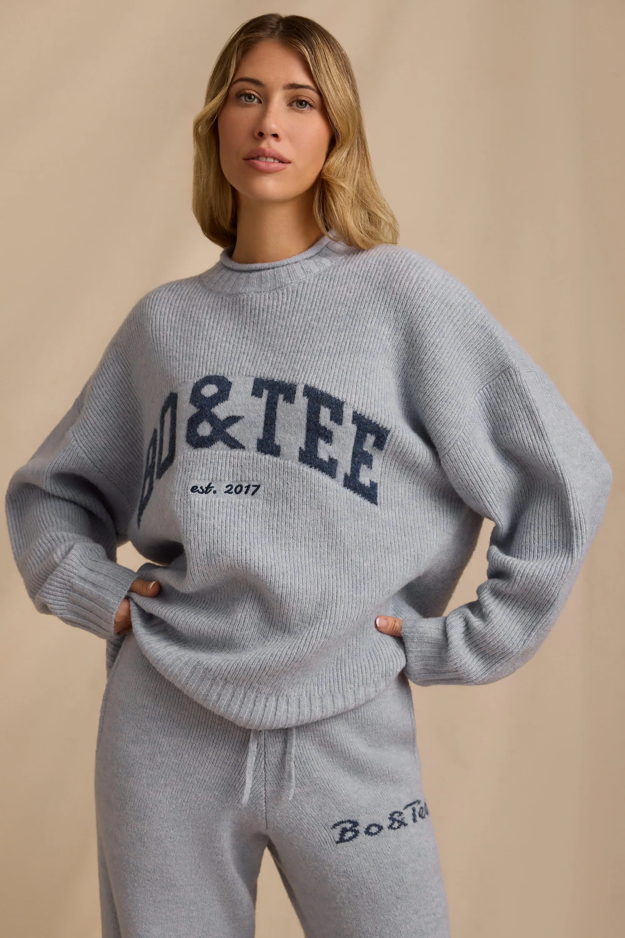 Oversized Knit Jumper in Soft Blue