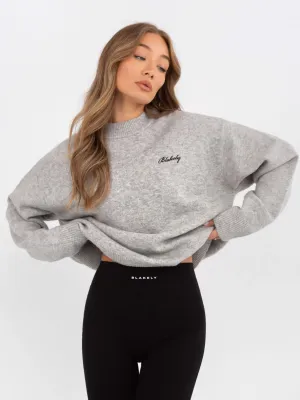 Oversized Knitted Jumper - Marl Grey