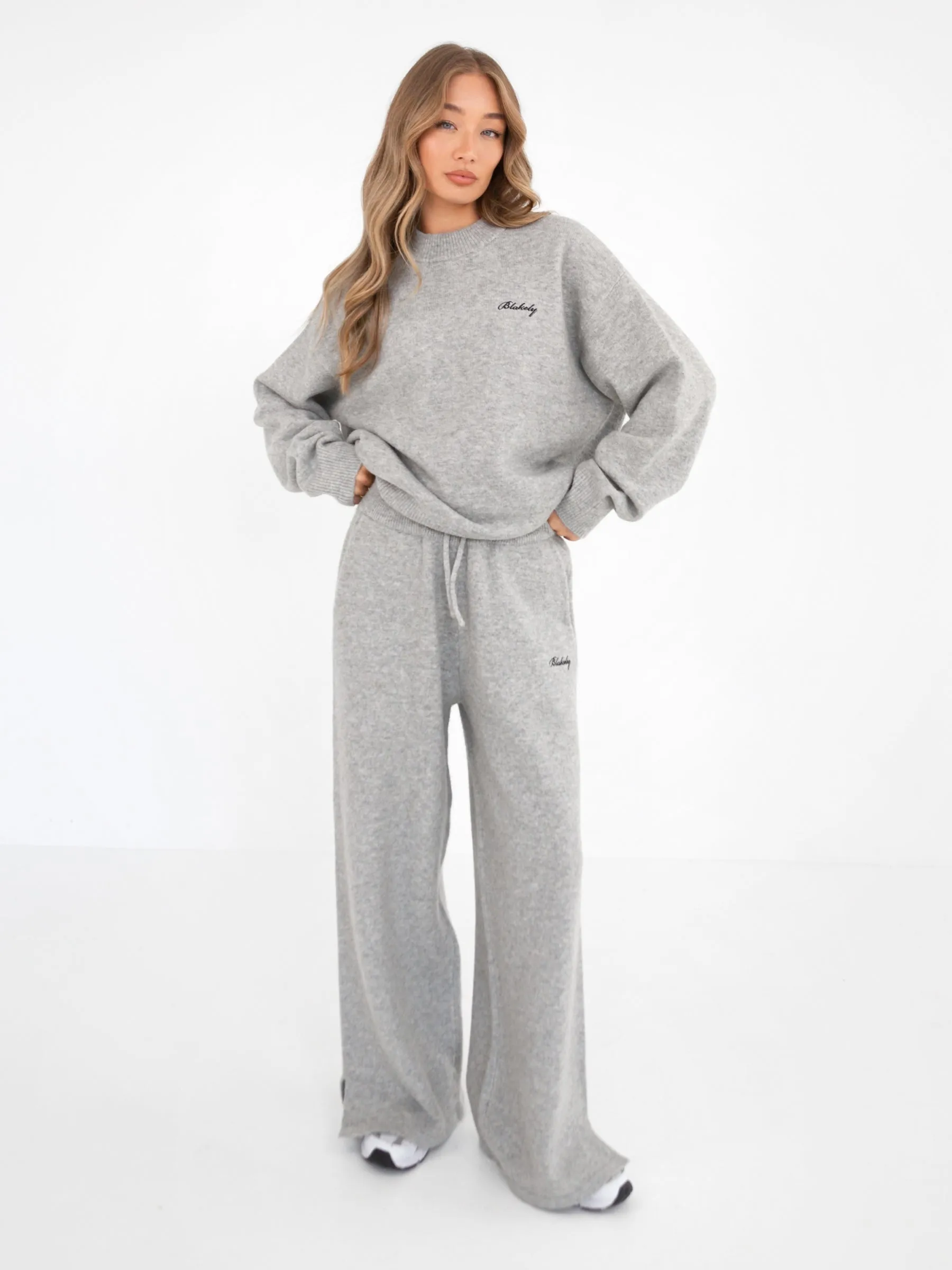 Oversized Knitted Jumper - Marl Grey