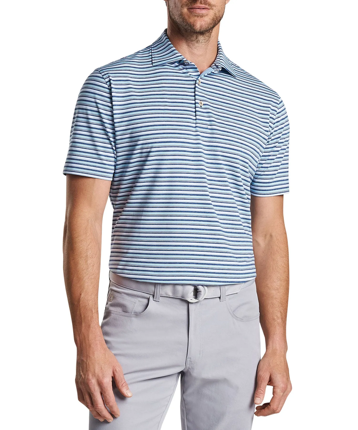 Peter Millar Short Sleeve Oakland Stripe Polo Knit Shirt