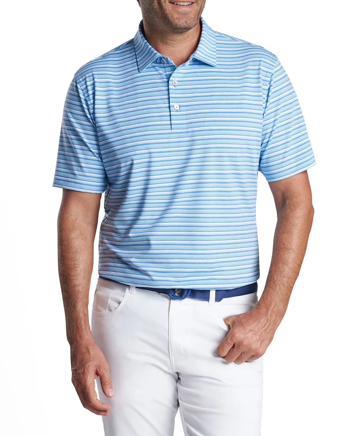 Peter Millar Short Sleeve Oakland Stripe Polo Knit Shirt