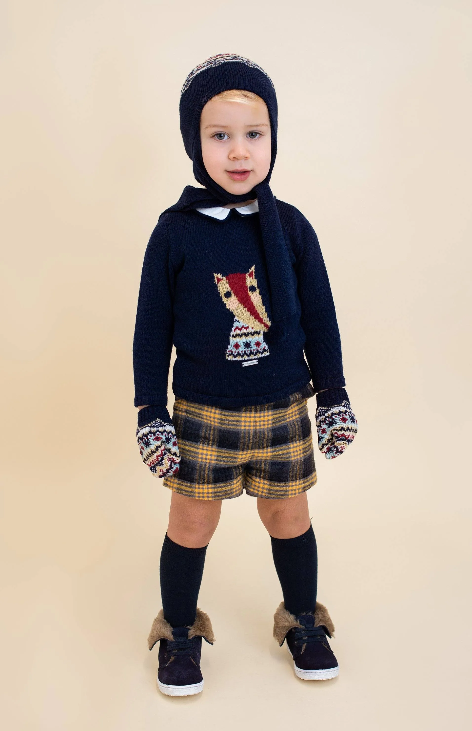 "Ambrose" Navy Wool Fox Jumper & Shorts