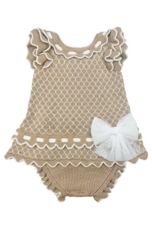 "Evangeline" Camel Knit Dress & Bloomers