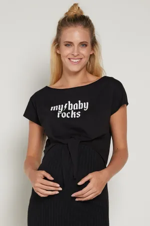 "My Baby Rocks" Crop Maternity Top