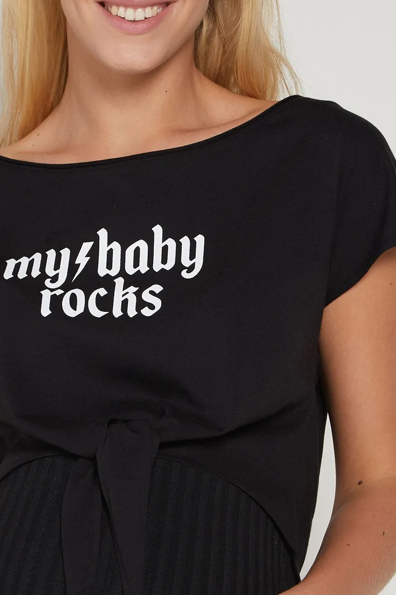 "My Baby Rocks" Crop Maternity Top