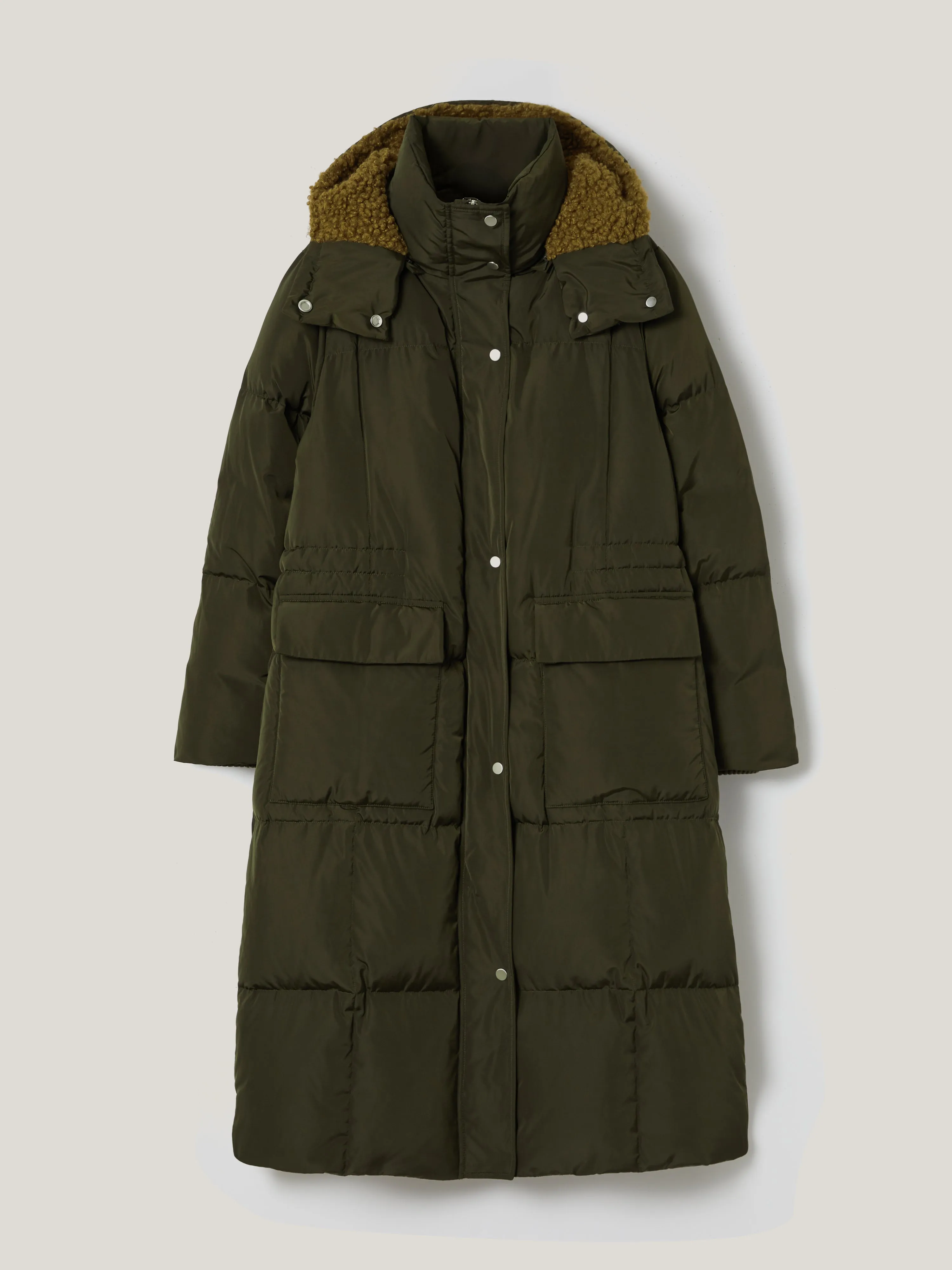 Relaxed Longline Puffer Coat | Dark Kale